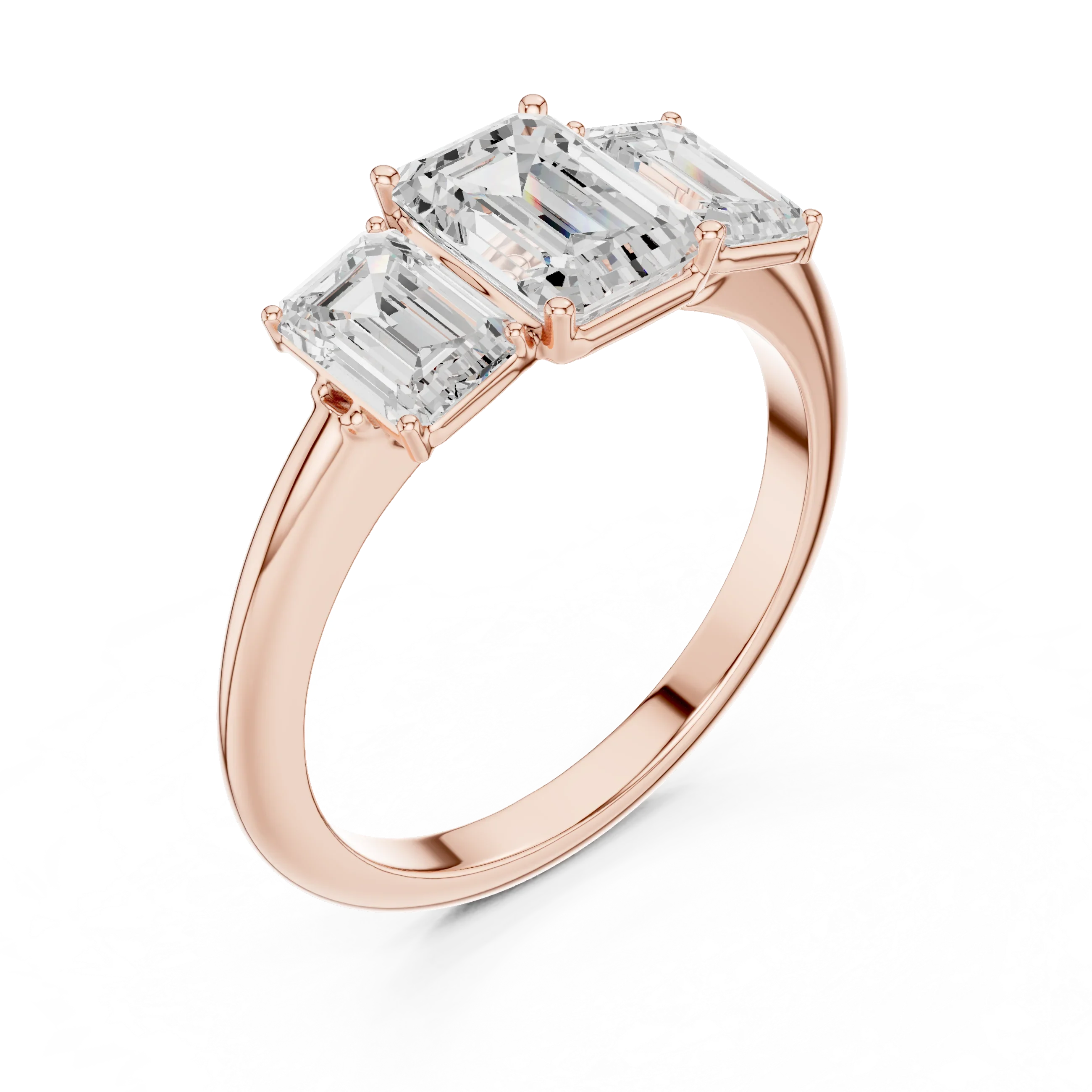 1.86 CTW Three Stone Emerald Lab Diamond Engagement Ring