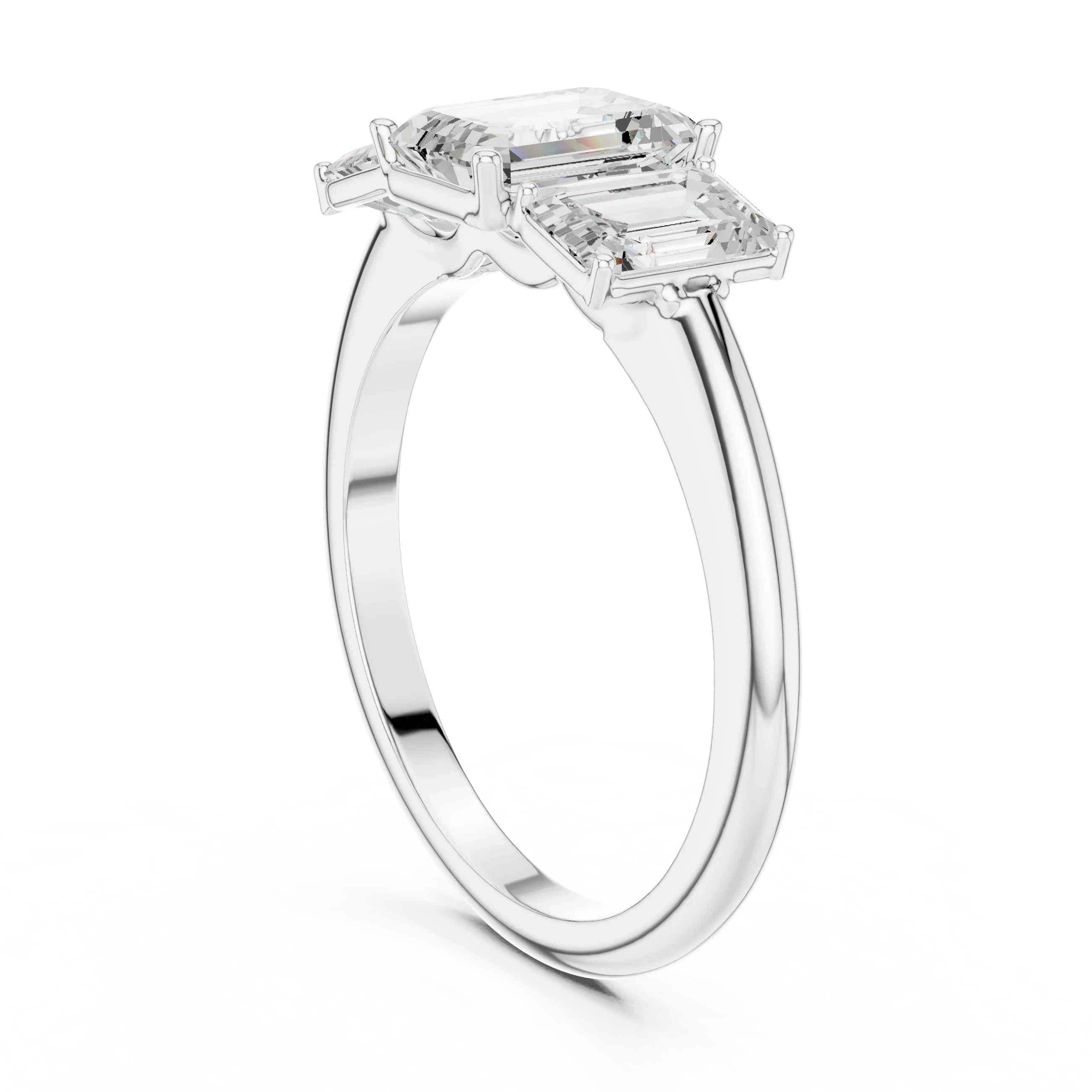 1.86 CTW Three Stone Emerald Lab Diamond Engagement Ring