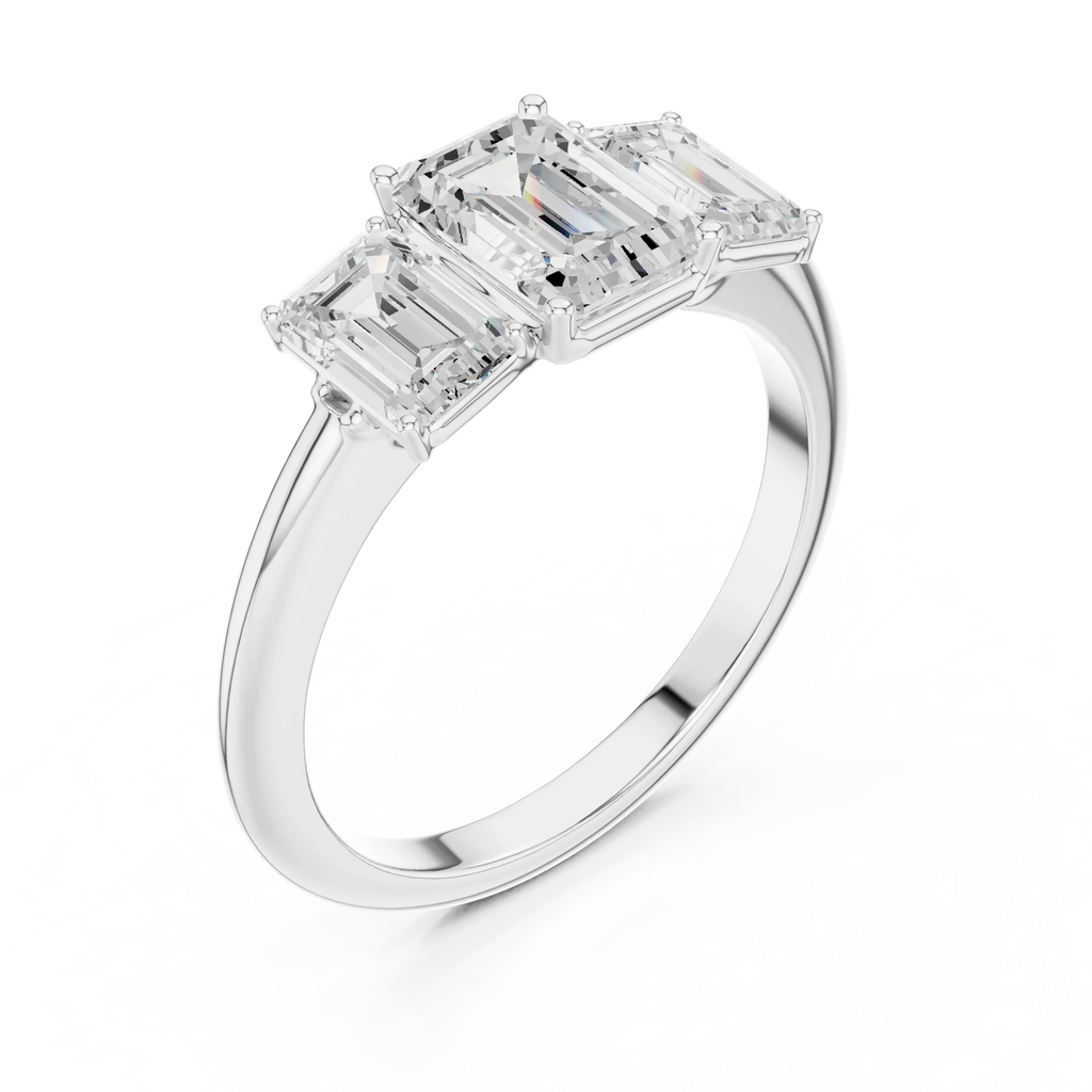 1.86 CTW Three Stone Emerald Lab Diamond Engagement Ring