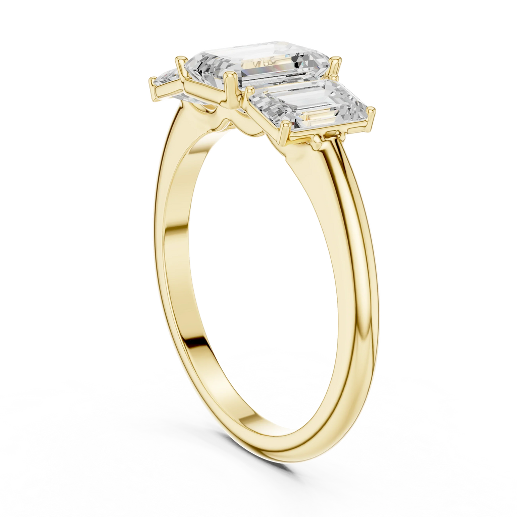 1.86 CTW Three Stone Emerald Lab Diamond Engagement Ring