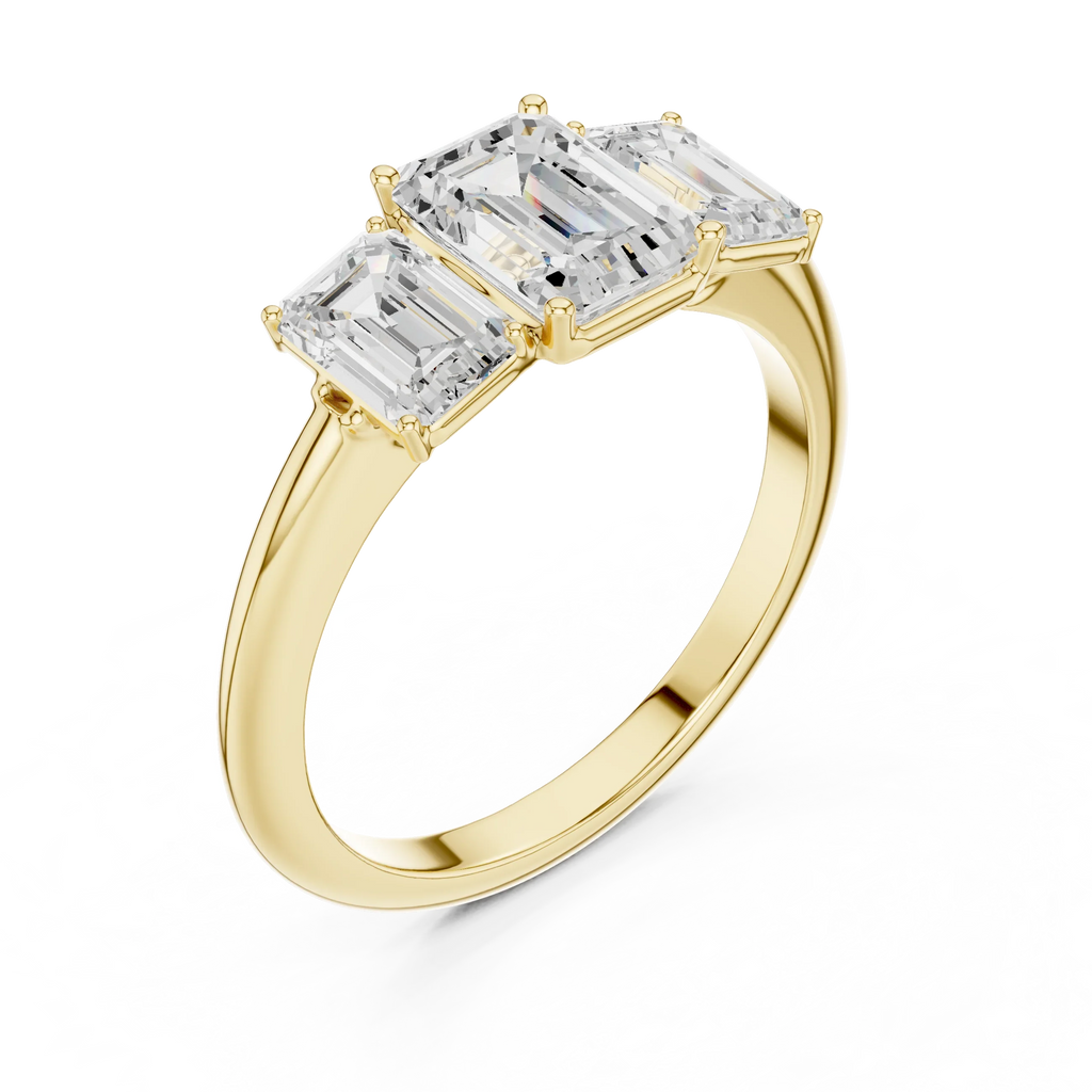 1.86 CTW Three Stone Emerald Lab Diamond Engagement Ring