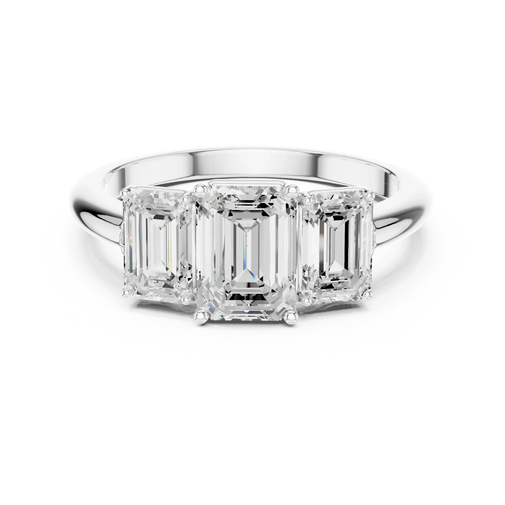 1.86 CTW Three Stone Emerald Lab Diamond Engagement Ring