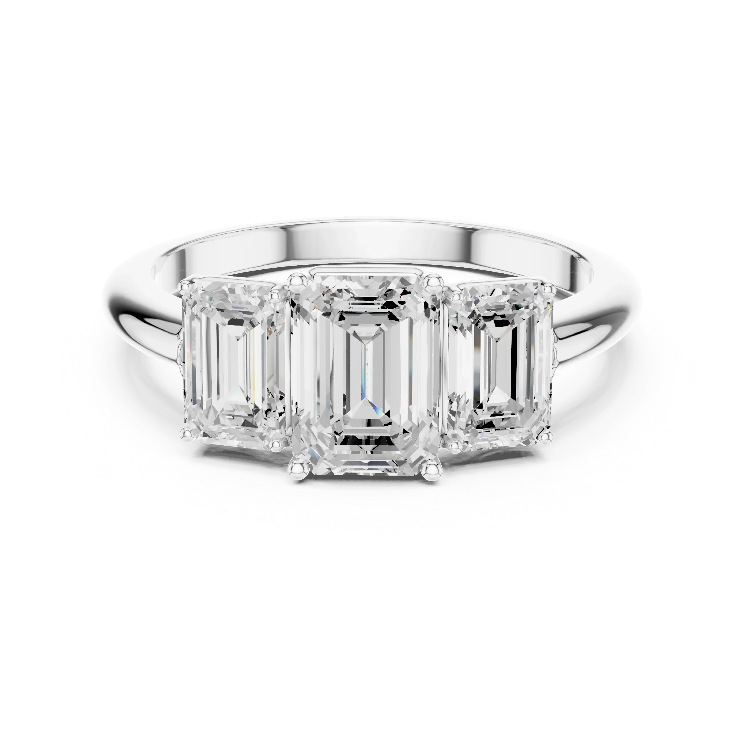 1.86 CTW Three Stone Emerald Lab Diamond Engagement Ring