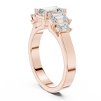 10K Gold Emerald Cut Moissanite 5 Stone Engagement Ring Handmade Bridal Ring
