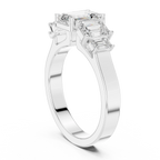 10K Gold Emerald Cut Moissanite 5 Stone Engagement Ring Handmade Bridal Ring