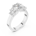 10K Gold Emerald Cut Moissanite 5 Stone Engagement Ring Handmade Bridal Ring
