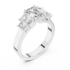 10K Gold Emerald Cut Moissanite 5 Stone Engagement Ring Handmade Bridal Ring
