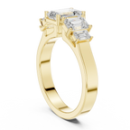 10K Gold Emerald Cut Moissanite 5 Stone Engagement Ring Handmade Bridal Ring