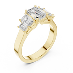 10K Gold Emerald Cut Moissanite 5 Stone Engagement Ring Handmade Bridal Ring