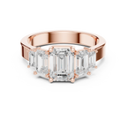 10K Gold Emerald Cut Moissanite 5 Stone Engagement Ring Handmade Bridal Ring