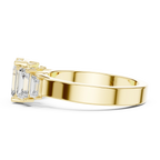 10K Gold Emerald Cut Moissanite 5 Stone Engagement Ring Handmade Bridal Ring