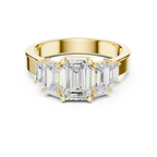 10K Gold Emerald Cut Moissanite 5 Stone Engagement Ring Handmade Bridal Ring