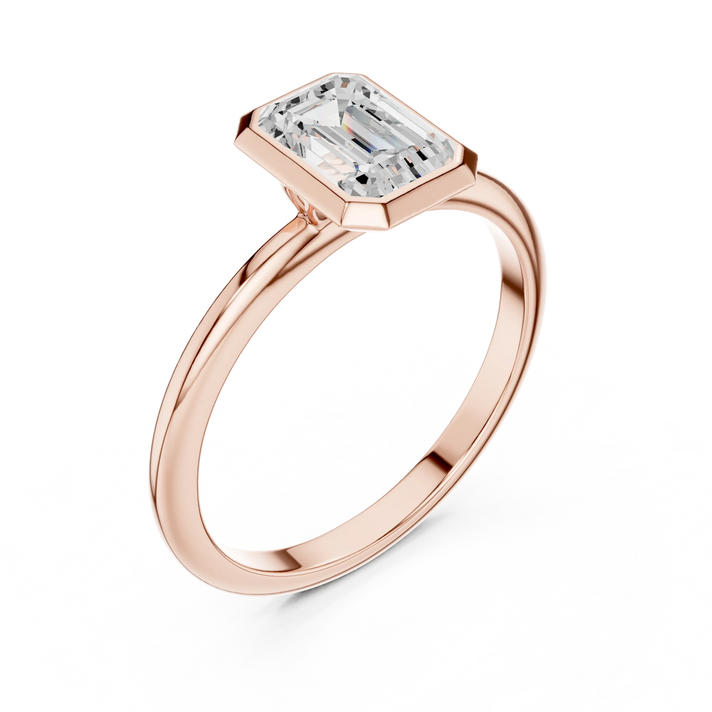 10K White Gold 1.00 CT Moissanite Emerald Solitaire Ring
