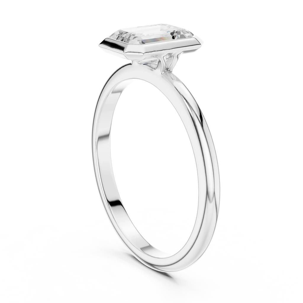 10K White Gold 1.00 CT Moissanite Emerald Solitaire Ring