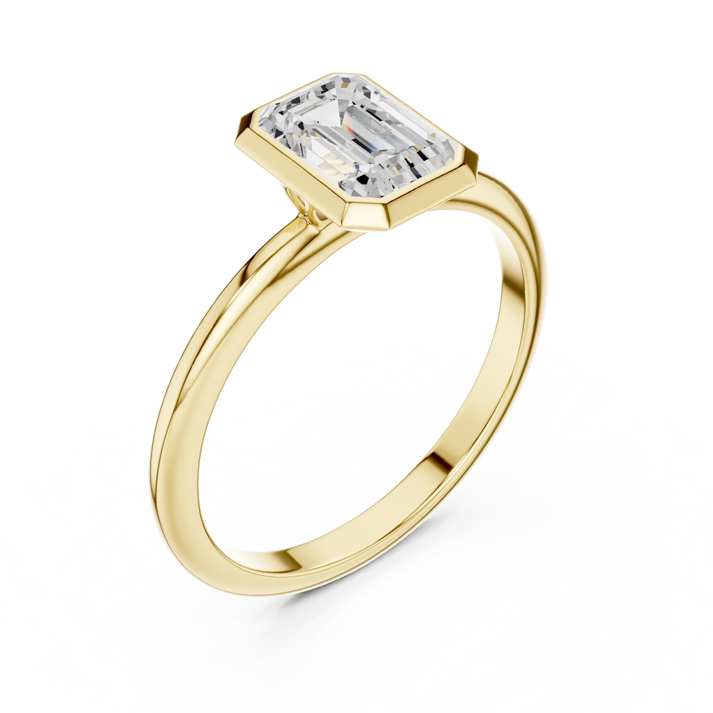 10K White Gold 1.00 CT Moissanite Emerald Solitaire Ring