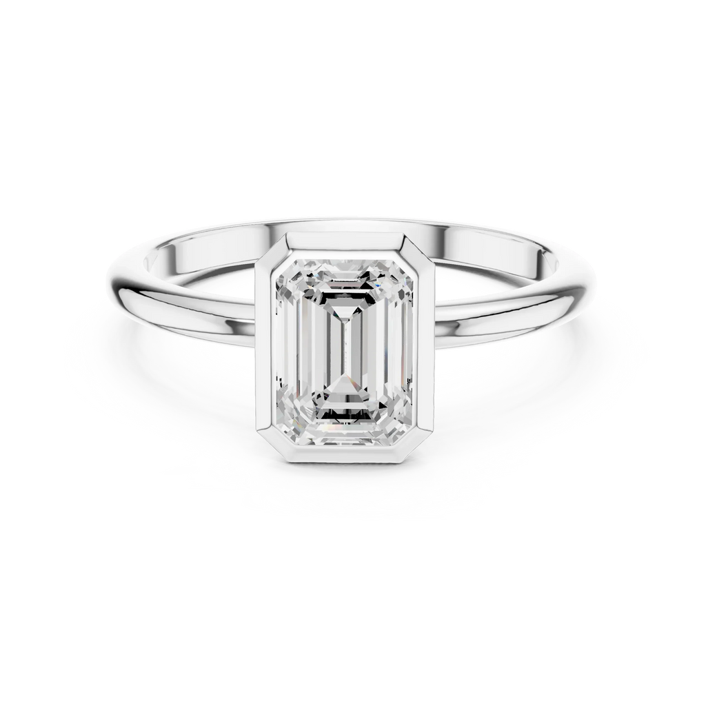 10K White Gold 1.00 CT Moissanite Emerald Solitaire Ring