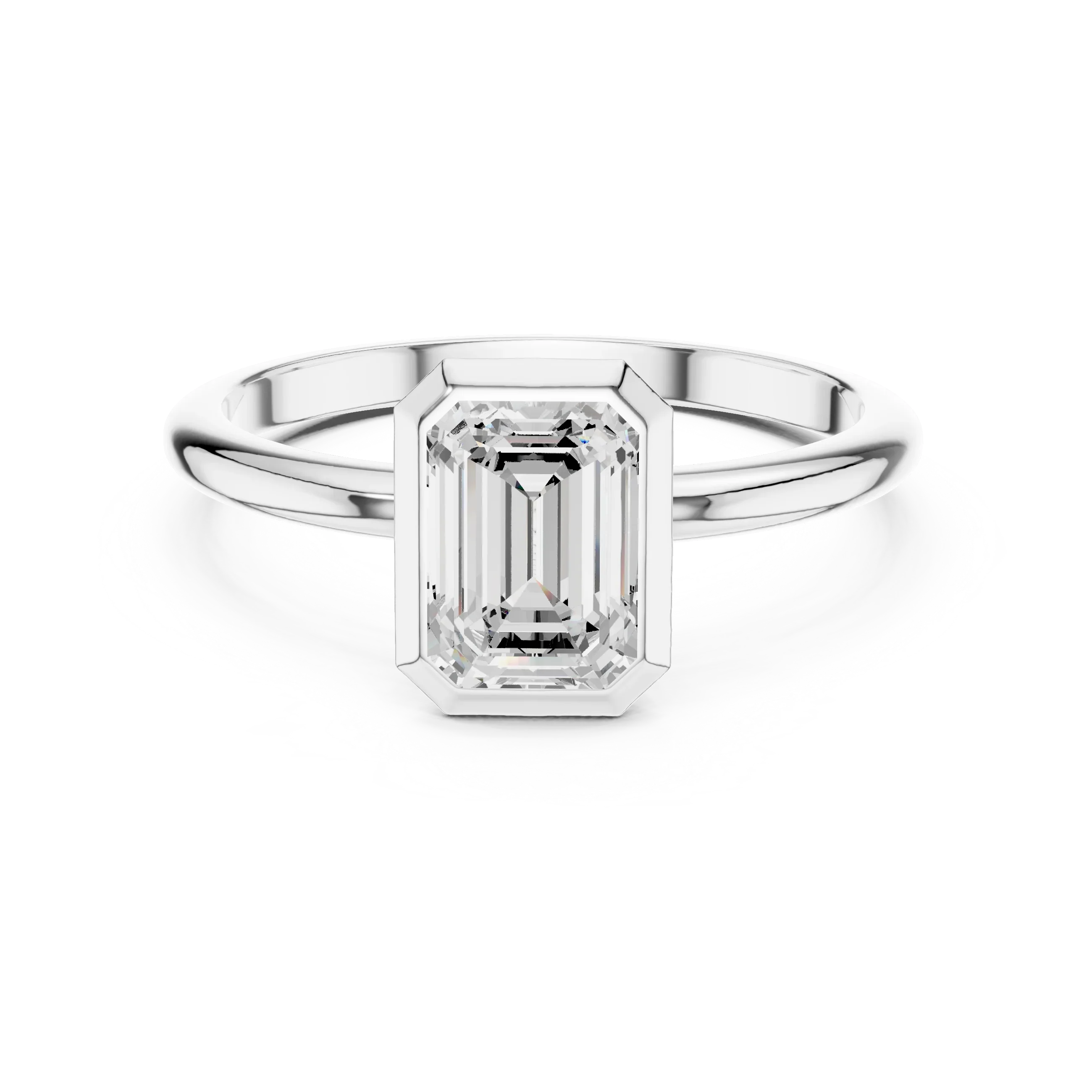 10K White Gold 1.00 CT Moissanite Emerald Solitaire Ring