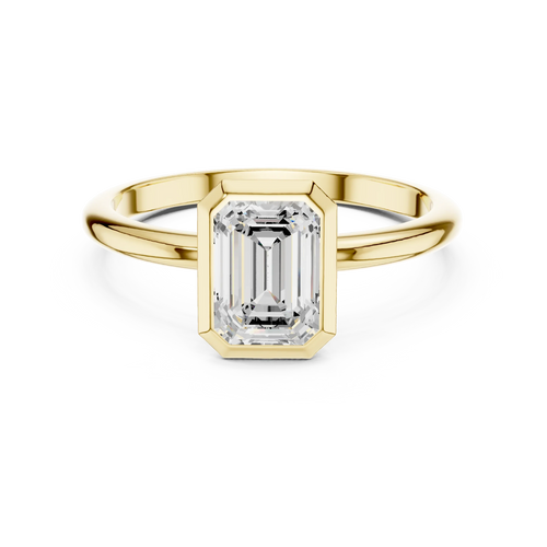 10K White Gold 1.00 CT Moissanite Emerald Solitaire Ring