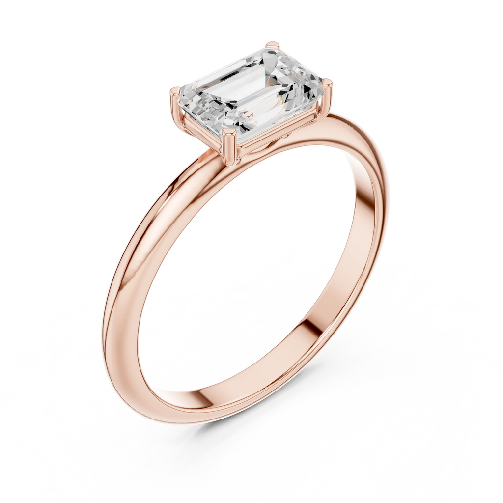 1.00 CT Emerald 14K Gold VVS1 Lab Diamond Solitaire Ring