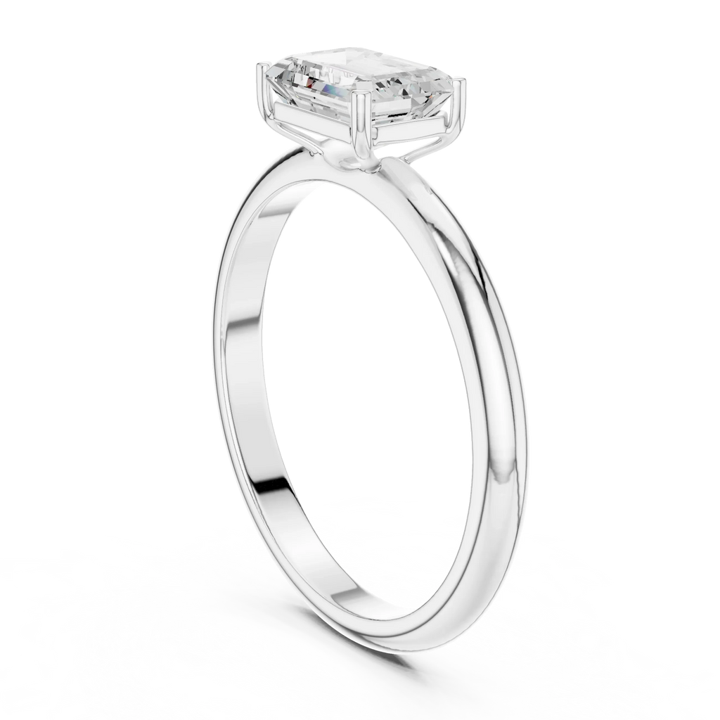 1.00 CT Emerald 14K Gold VVS1 Lab Diamond Solitaire Ring
