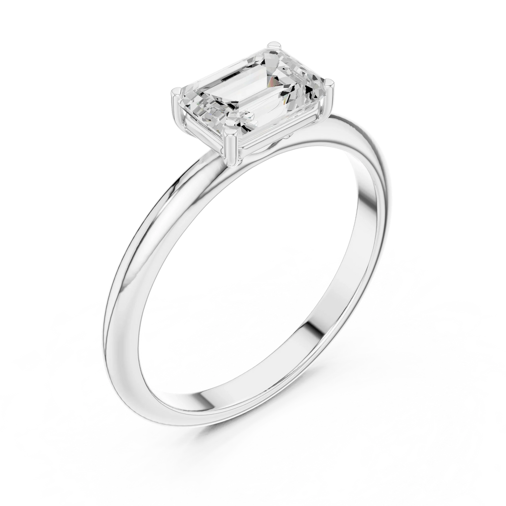 1.00 CT Emerald 14K Gold VVS1 Lab Diamond Solitaire Ring