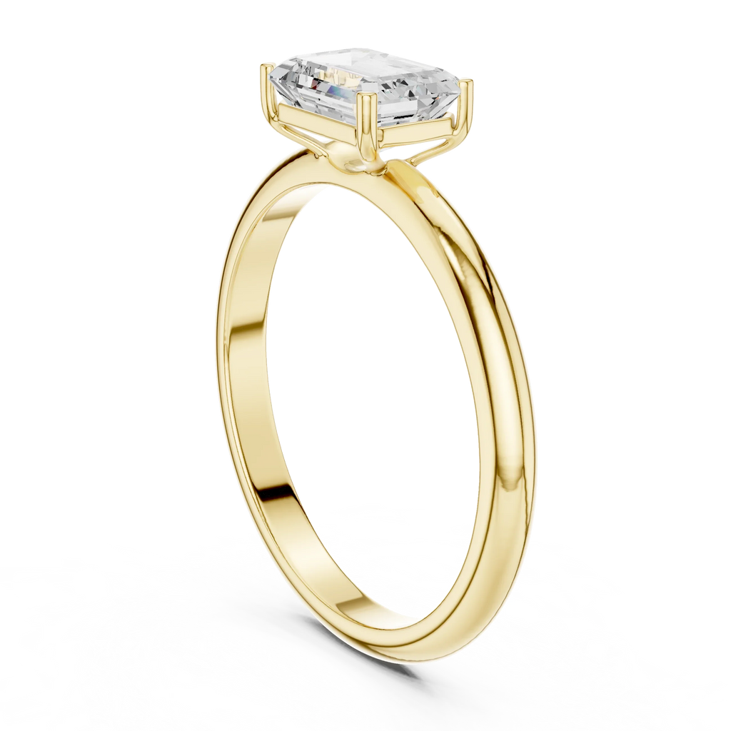 1.00 CT Emerald 14K Gold VVS1 Lab Diamond Solitaire Ring