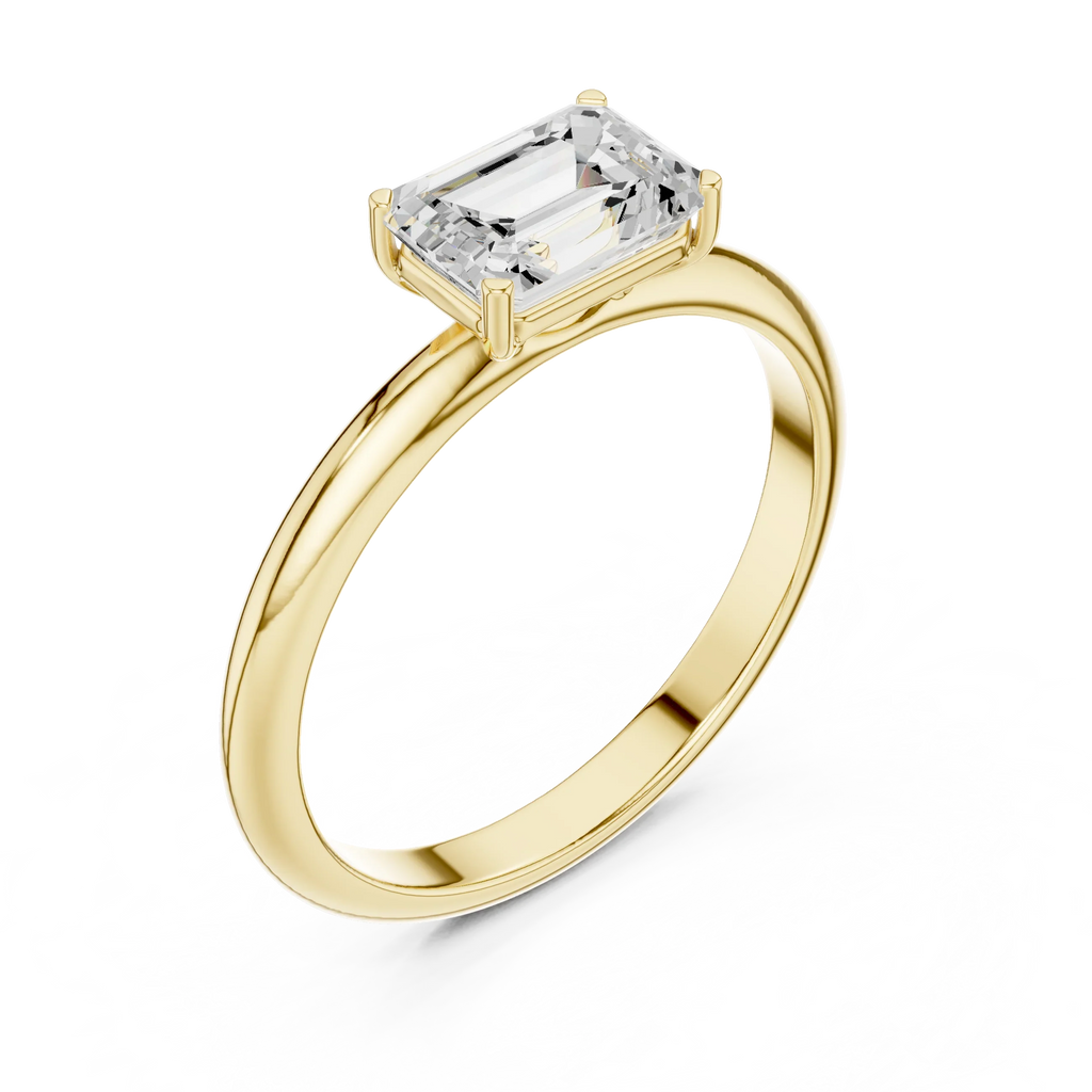 1.00 CT Emerald 14K Gold VVS1 Lab Diamond Solitaire Ring