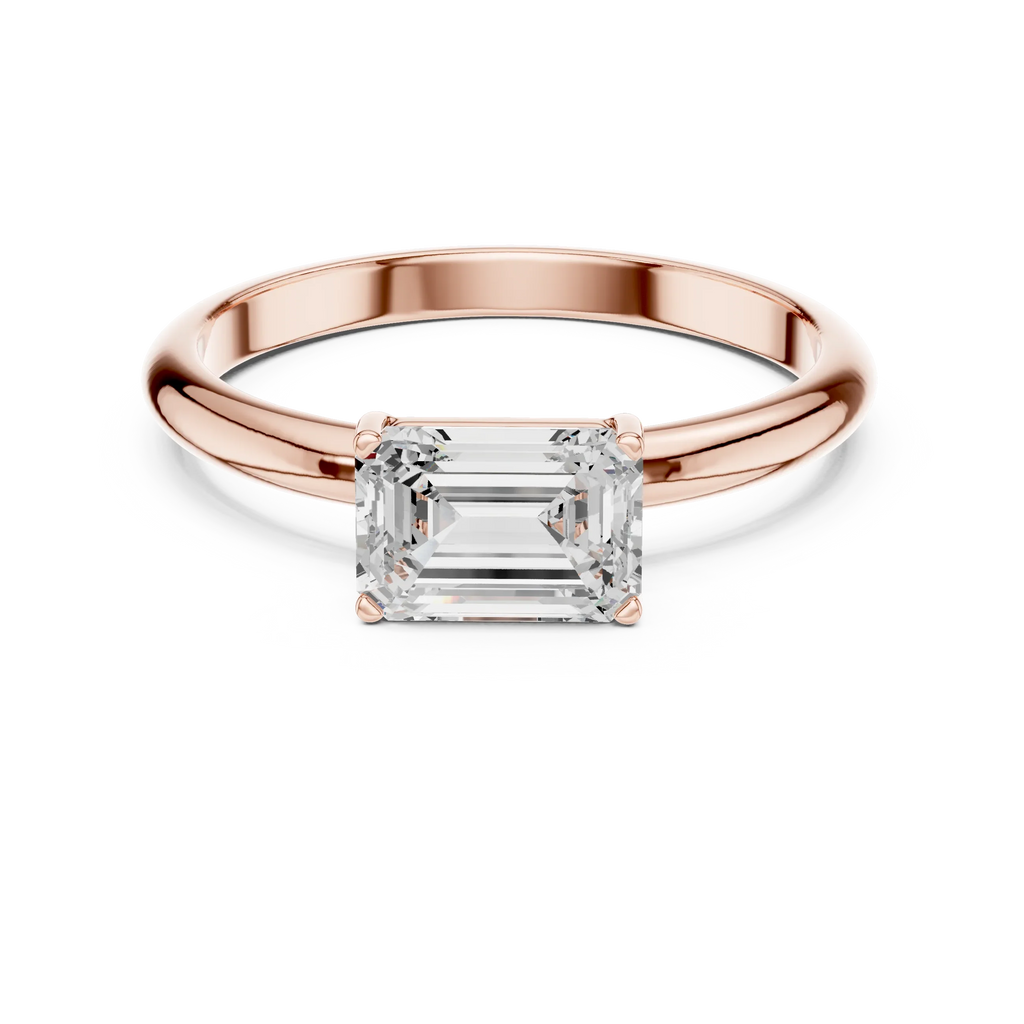 1.00 CT Emerald 14K Gold VVS1 Lab Diamond Solitaire Ring