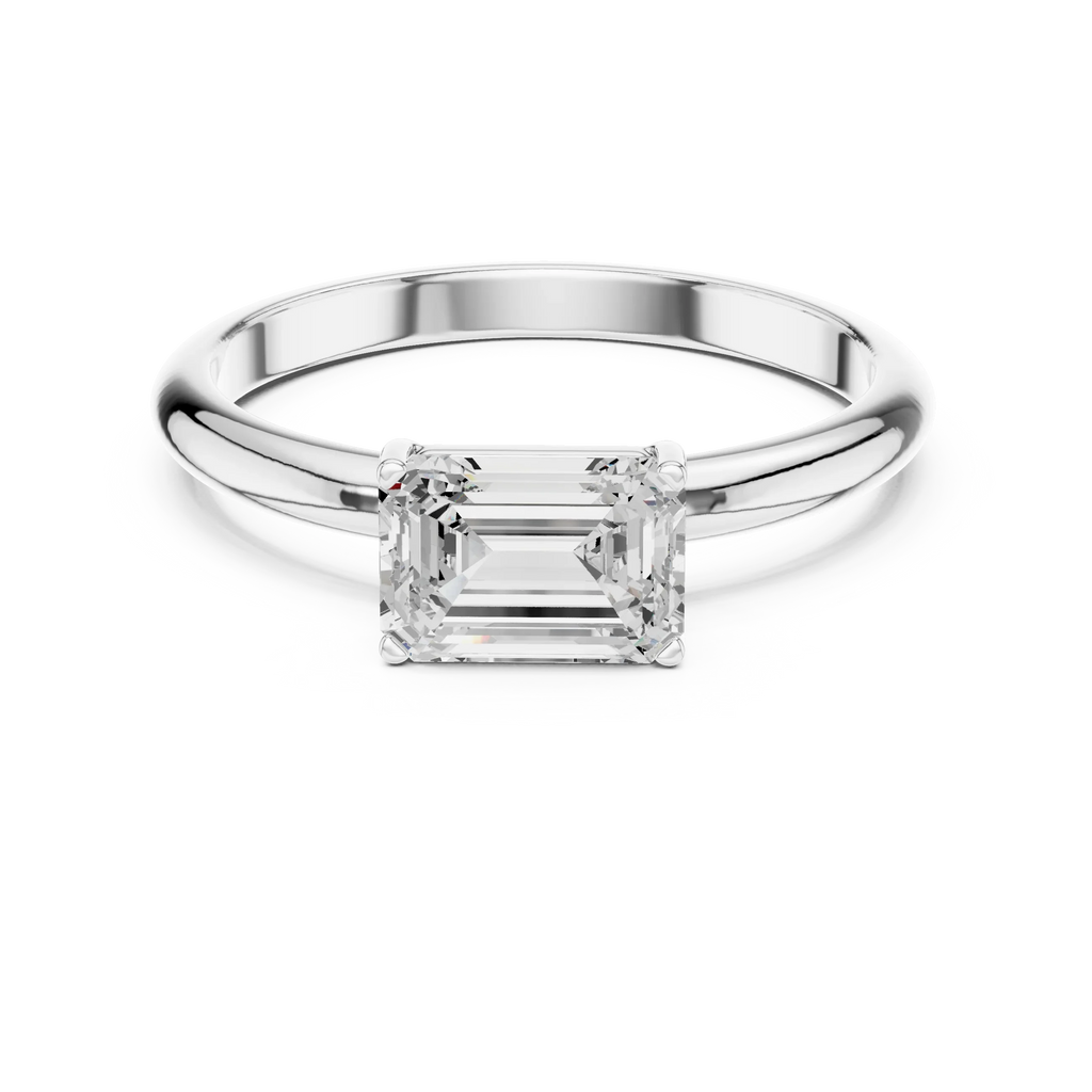 1.00 CT Emerald 14K Gold VVS1 Lab Diamond Solitaire Ring