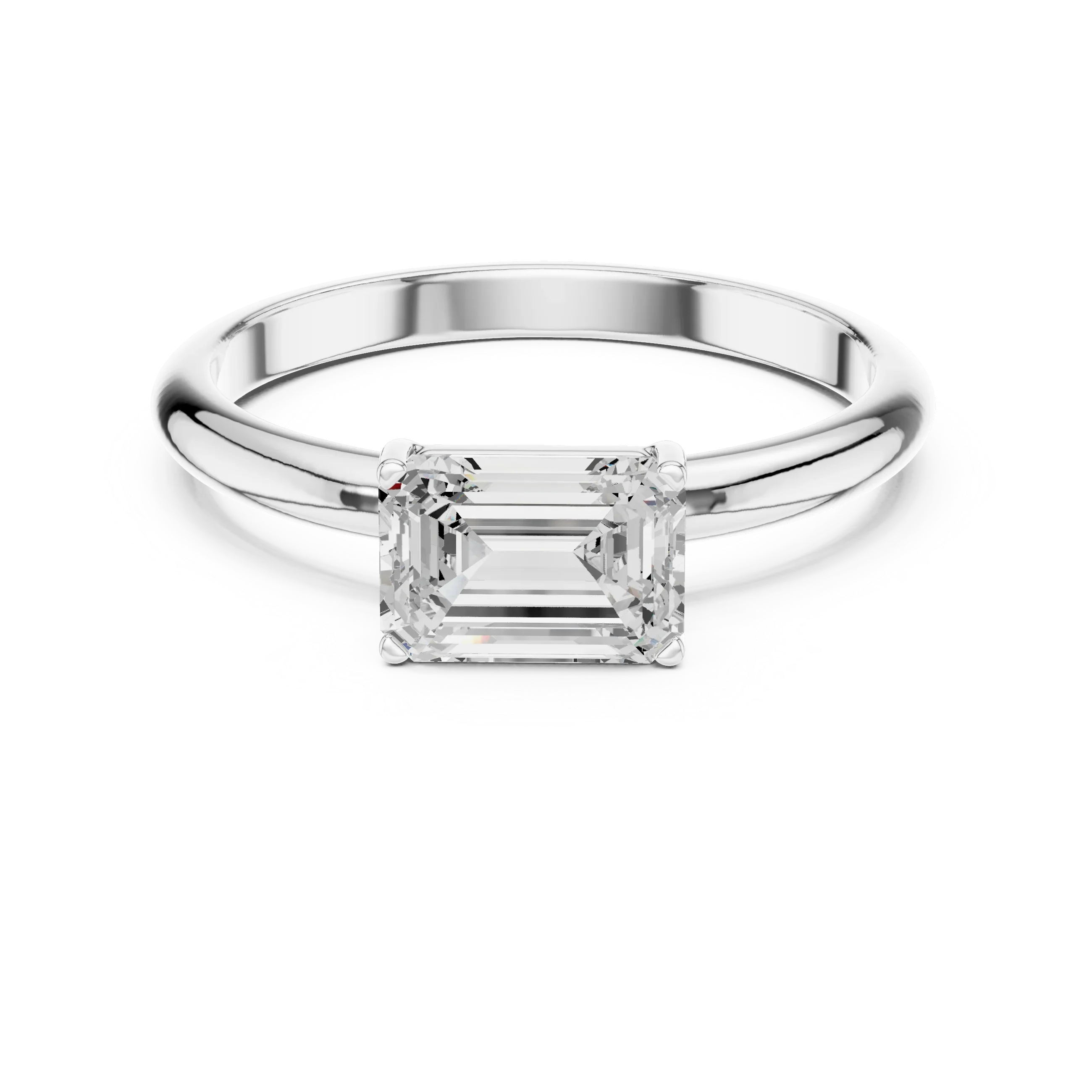 1.00 CT Emerald 14K Gold VVS1 Lab Diamond Solitaire Ring