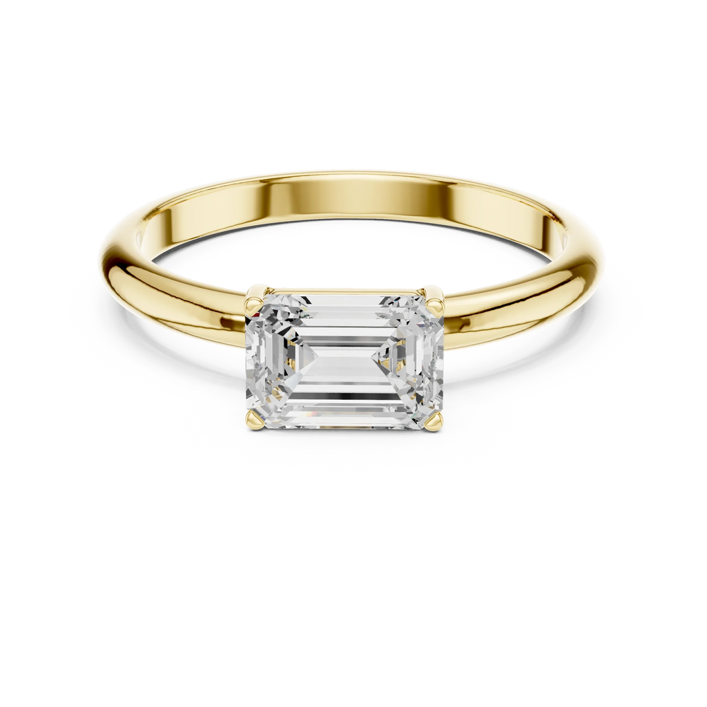 1.00 CT Emerald 14K Gold VVS1 Lab Diamond Solitaire Ring