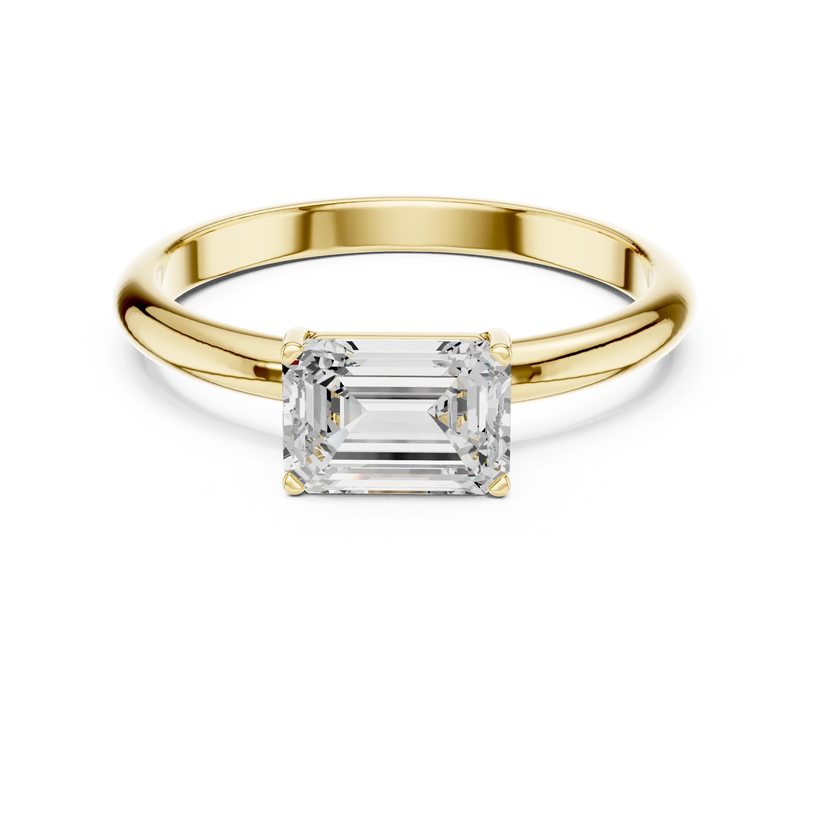 1.00 CT Emerald 14K Gold VVS1 Lab Diamond Solitaire Ring