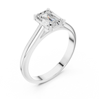 10K White Gold Emerald 1.00 CT Cathedral Moissanite Solitaire Ring