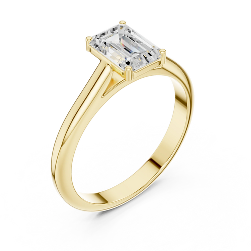 10K White Gold Emerald 1.00 CT Cathedral Moissanite Solitaire Ring