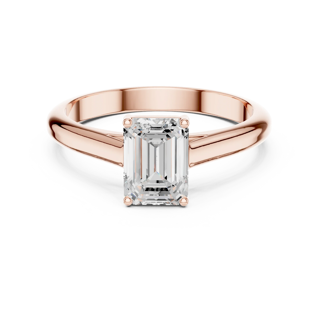 10K White Gold Emerald 1.00 CT Cathedral Moissanite Solitaire Ring