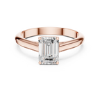 10K White Gold Emerald 1.00 CT Cathedral Moissanite Solitaire Ring