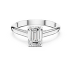 10K White Gold Emerald 1.00 CT Cathedral Moissanite Solitaire Ring