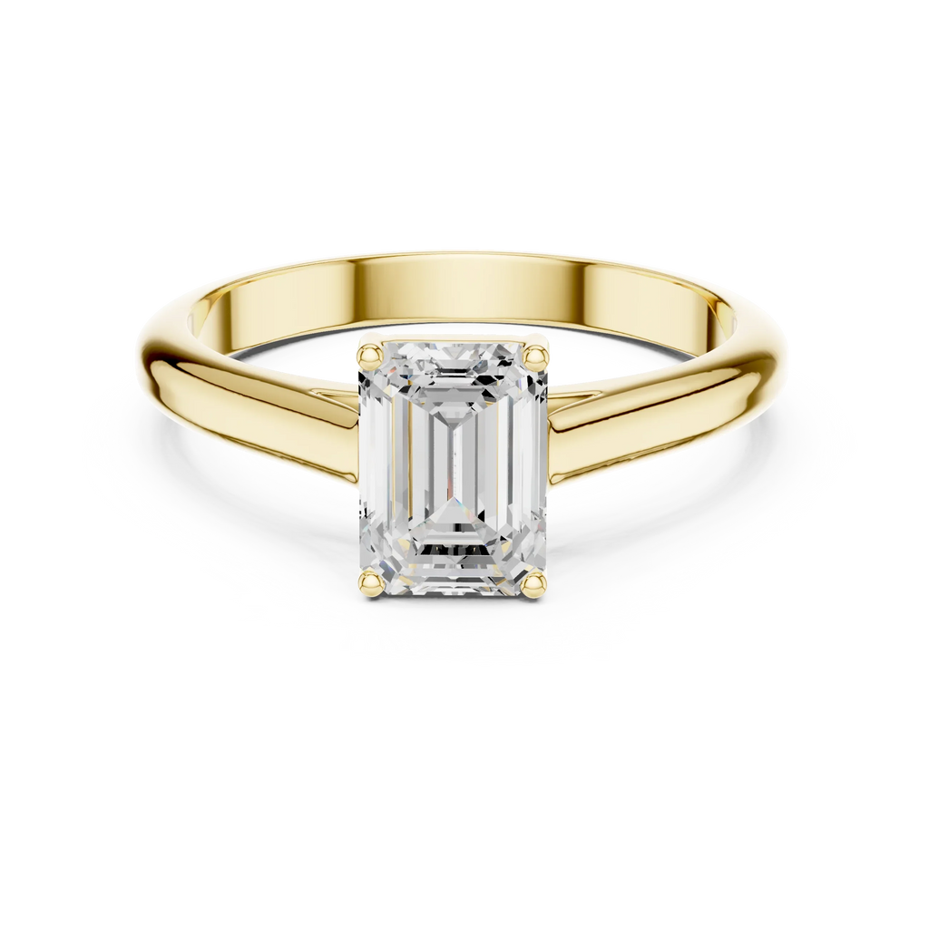 10K White Gold Emerald 1.00 CT Cathedral Moissanite Solitaire Ring