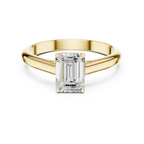 10K White Gold Emerald 1.00 CT Cathedral Moissanite Solitaire Ring
