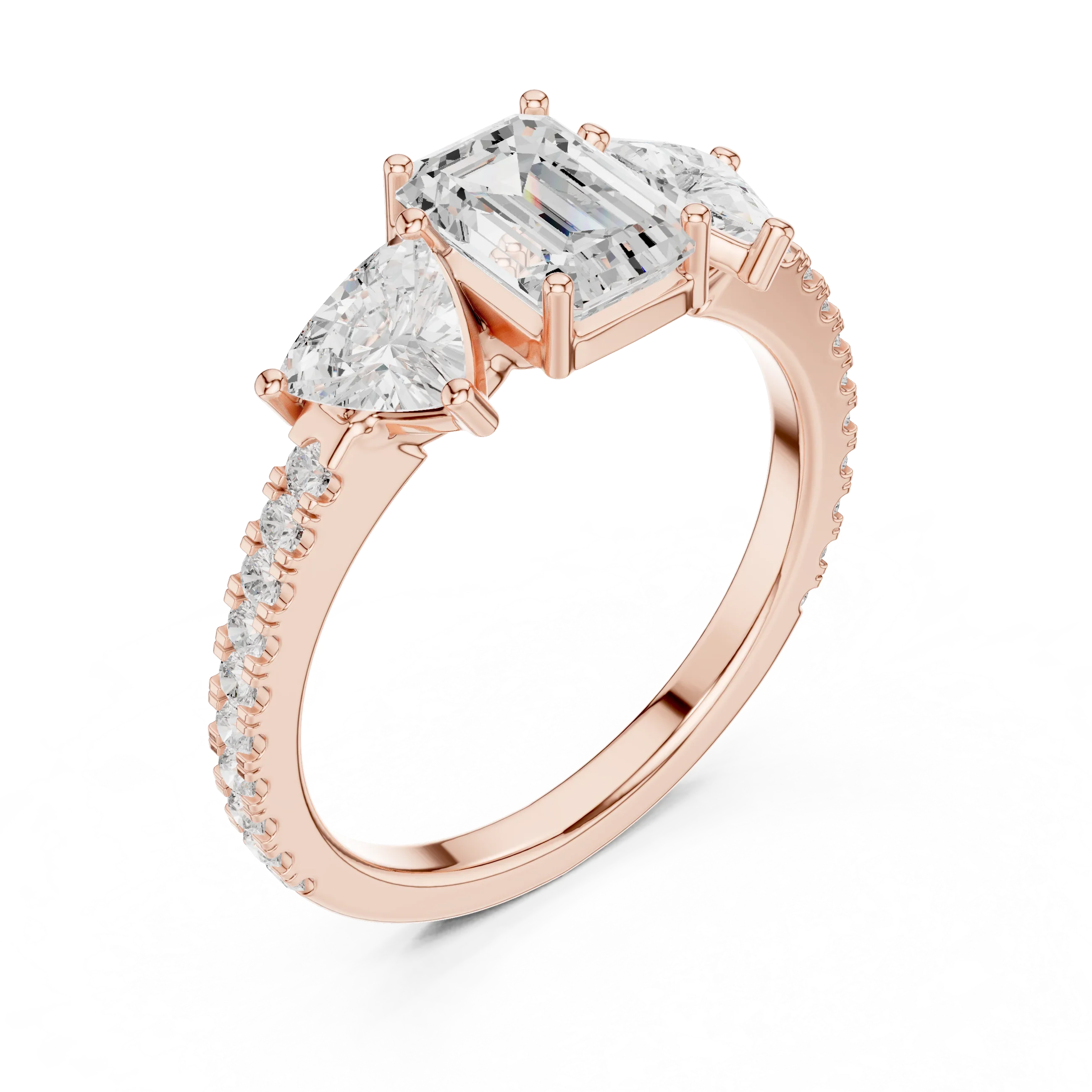 Trilliant Emerald Diamond Engagement Wedding Ring