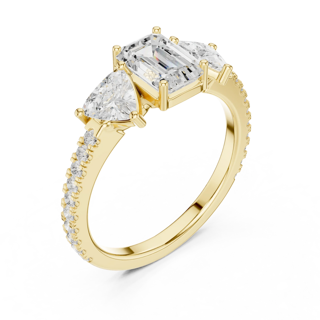 Trilliant Emerald Diamond Engagement Wedding Ring