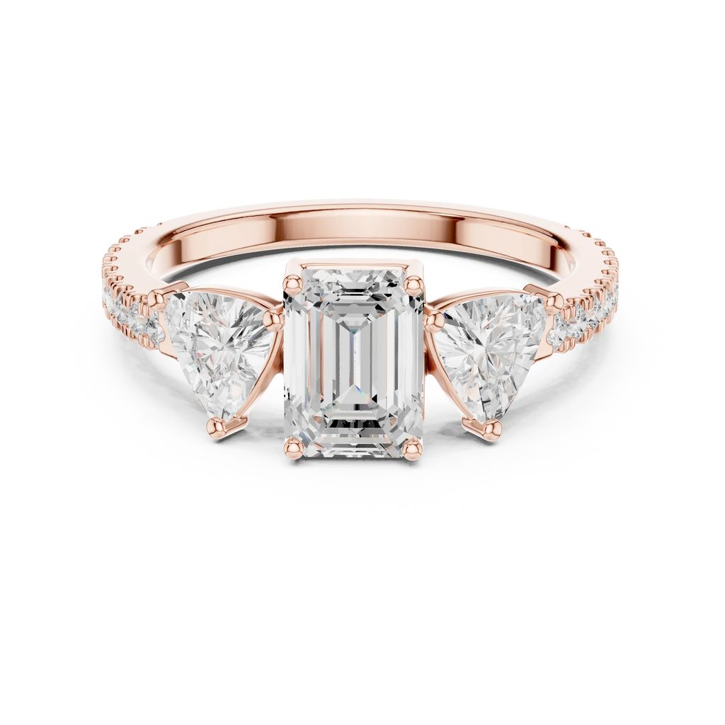 Trilliant Emerald Diamond Engagement Wedding Ring