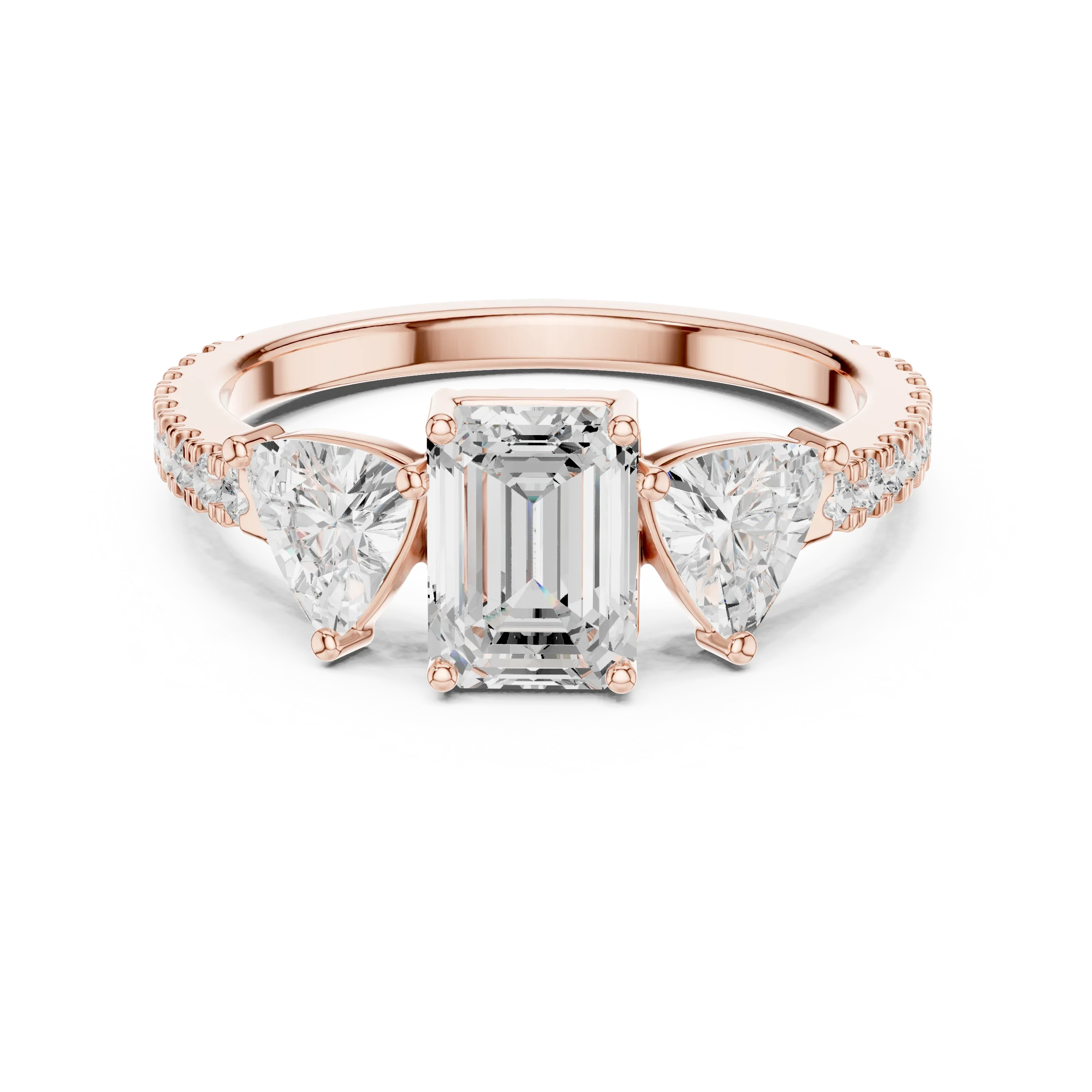 Trilliant Emerald Diamond Engagement Wedding Ring