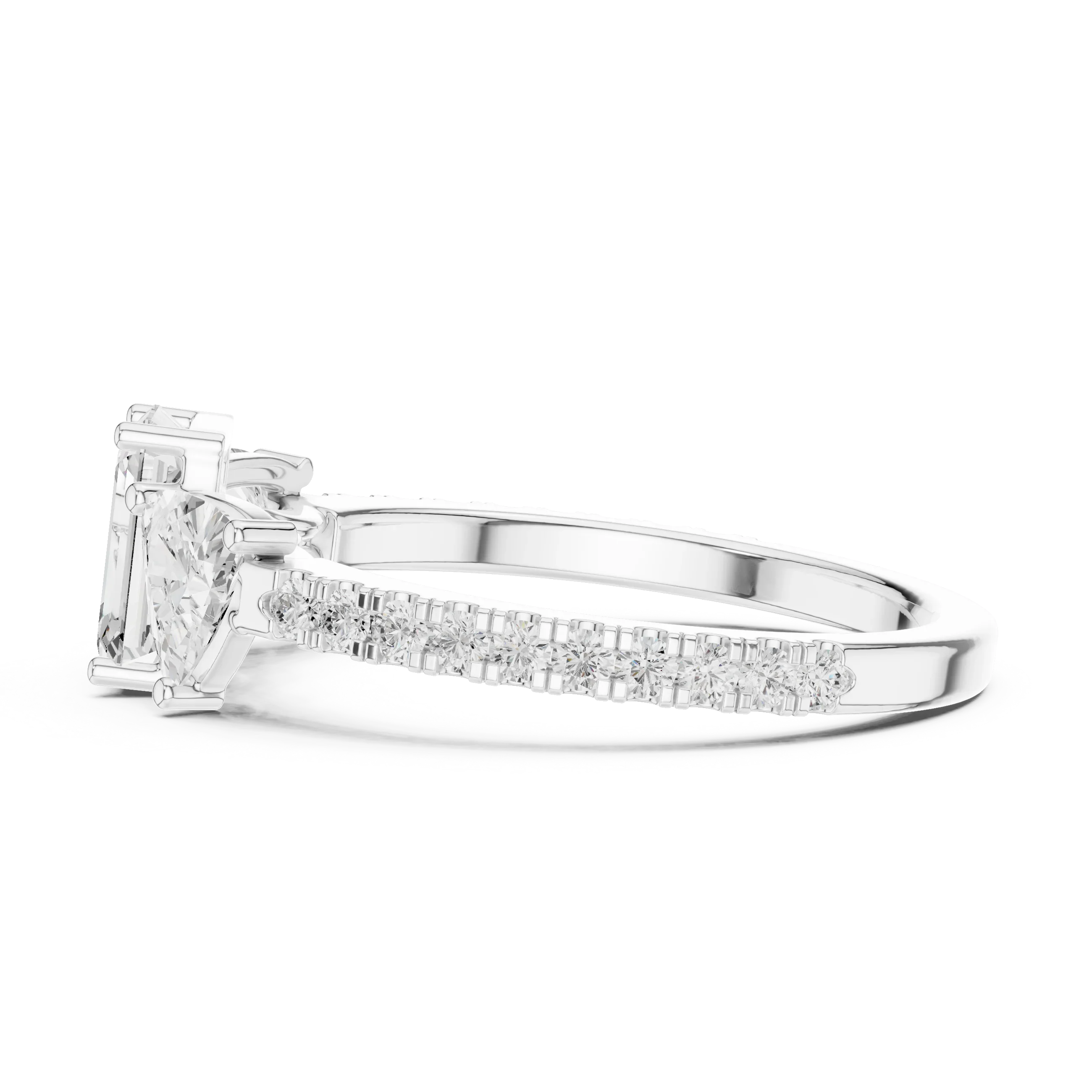 Trilliant Emerald Diamond Engagement Wedding Ring