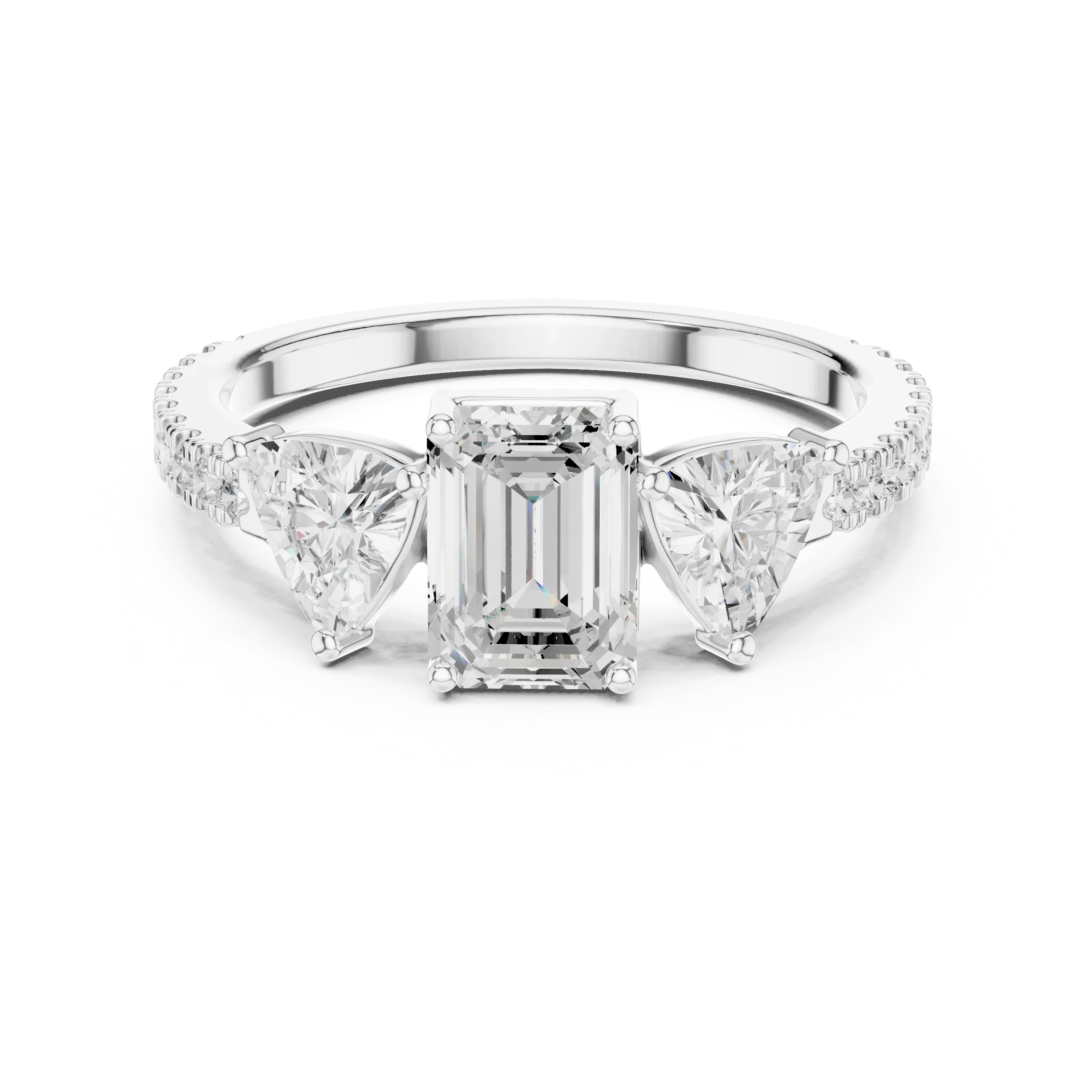 Trilliant Emerald Diamond Engagement Wedding Ring