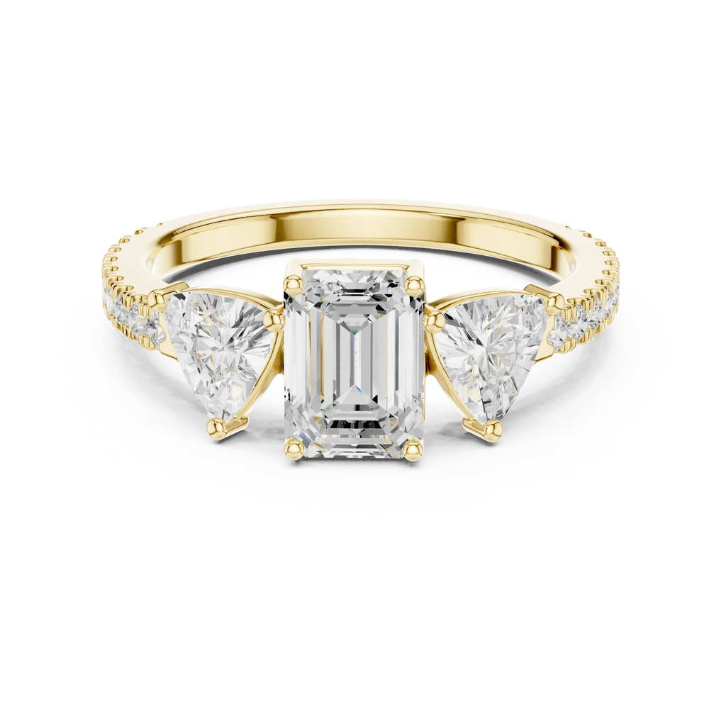 Trilliant Emerald Diamond Engagement Wedding Ring