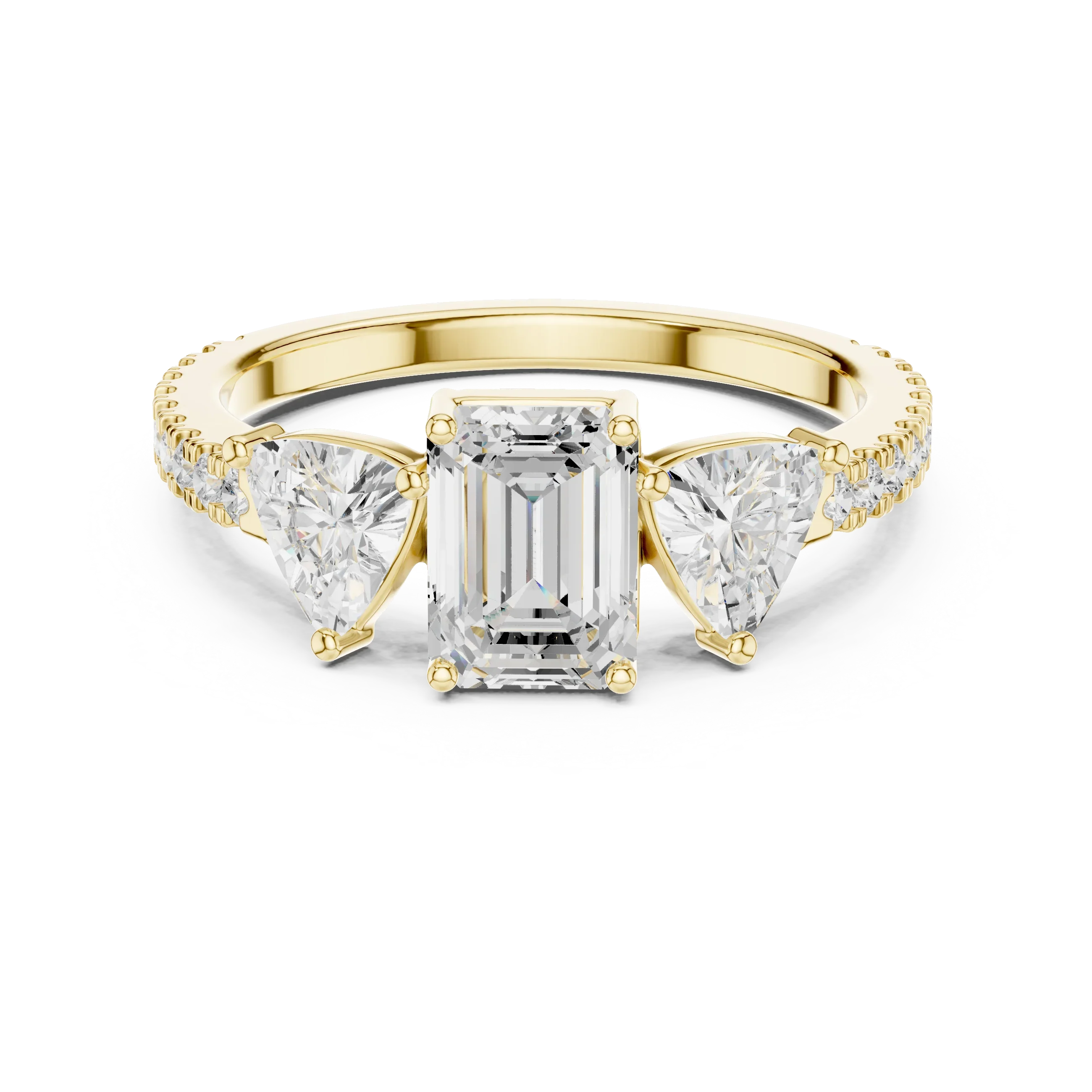 Trilliant Emerald Diamond Engagement Wedding Ring