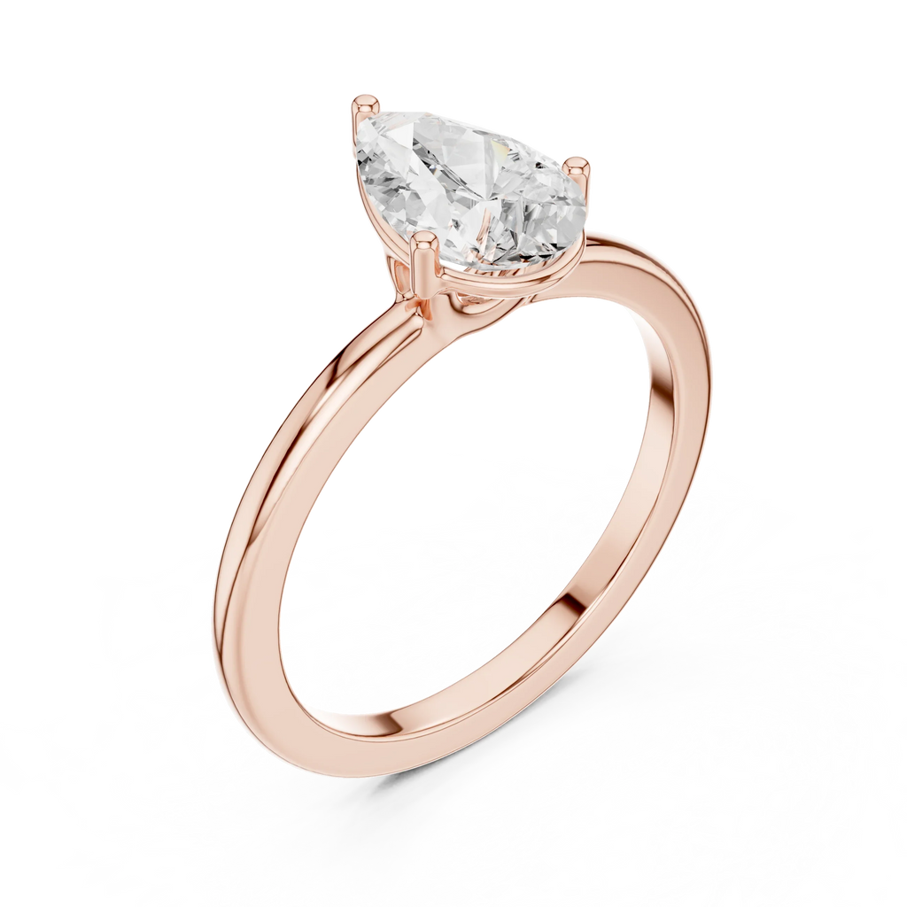 1.00 CT Pear White Gold VVS1 Moissanite Solitaire Diamond Ring