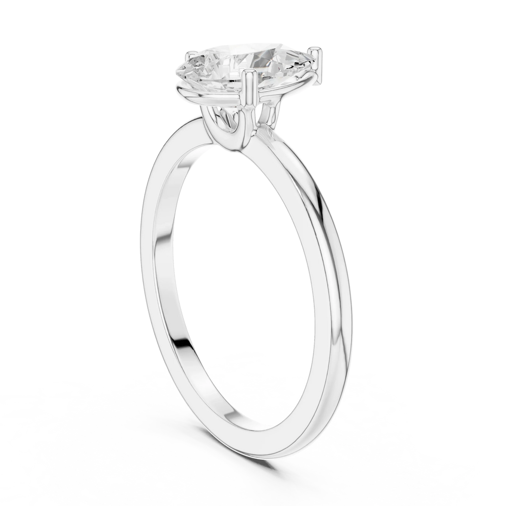 1.00 CT Pear White Gold VVS1 Moissanite Solitaire Diamond Ring