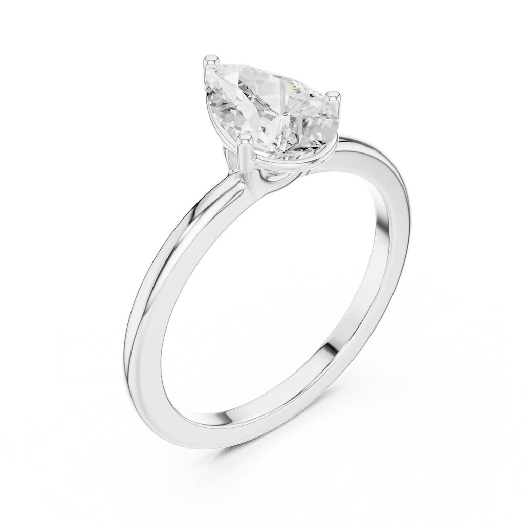 1.00 CT Pear White Gold VVS1 Moissanite Solitaire Diamond Ring